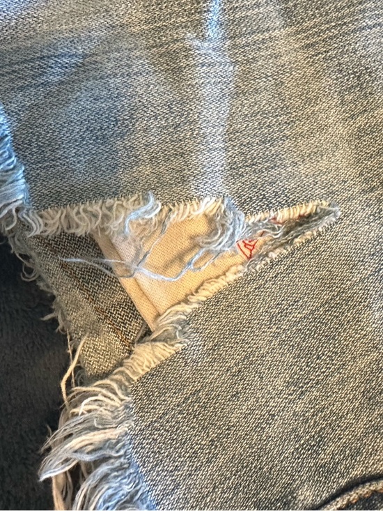 True Religion Light Blue Washed Denim Shorts with Brass Button - Picture 3 of 6